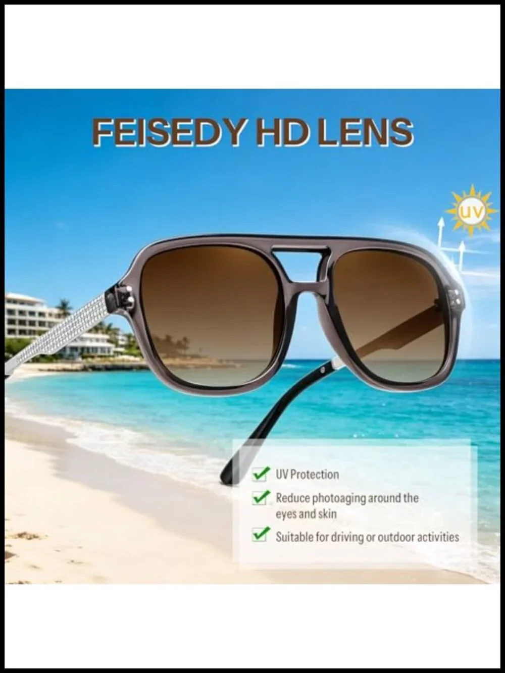 Retro Aviator Sunglasses UV400 Protection for Driving Outdoor